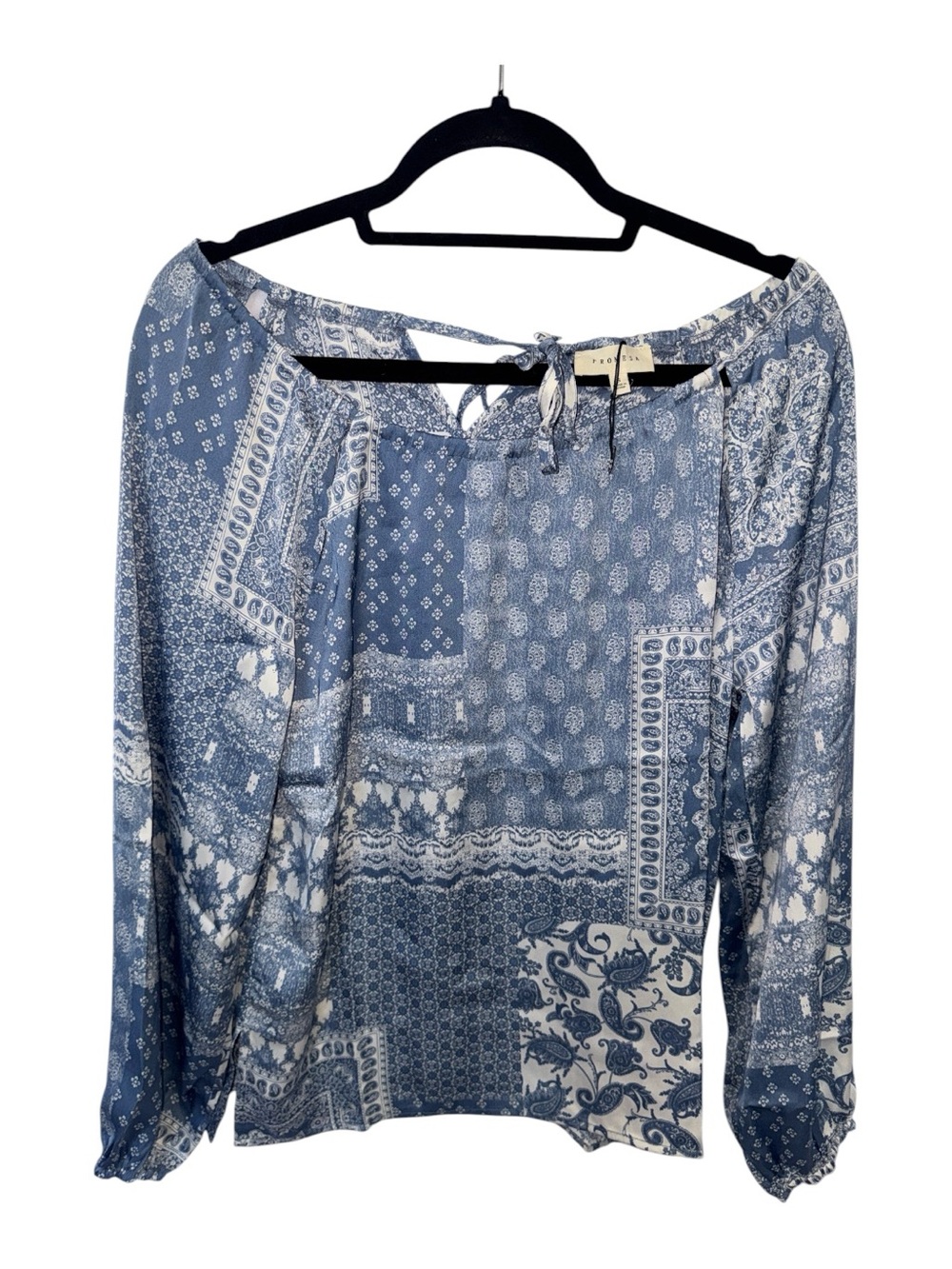 Promesa Blue Patchwork Peasant Blouse